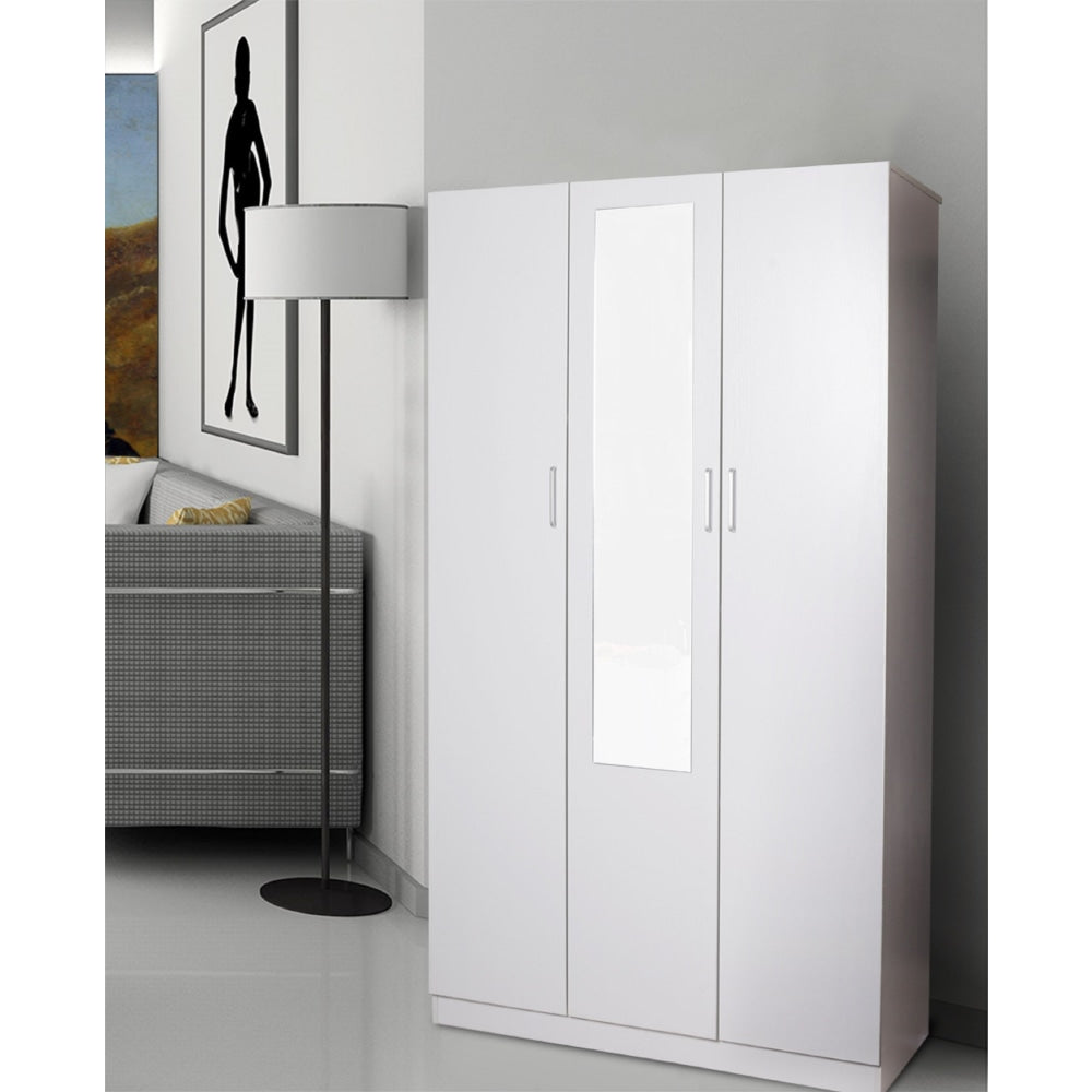 Modern 3 - Door Multi - Purpose Wardrobe Closet Clothes Storage Cabinet - White Fast shipping On sale