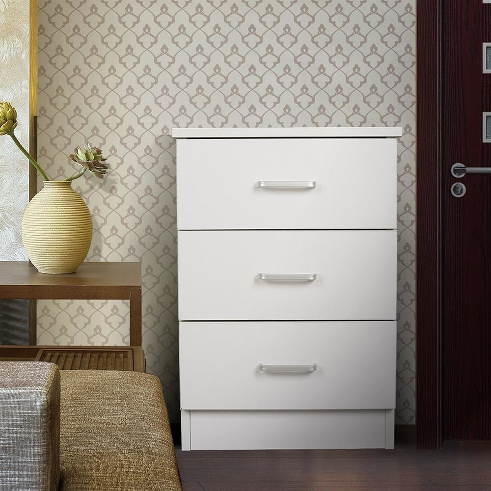 Modern 3 - Drawer Chest Nightstand BedSide Table - White Bedside Fast shipping On sale