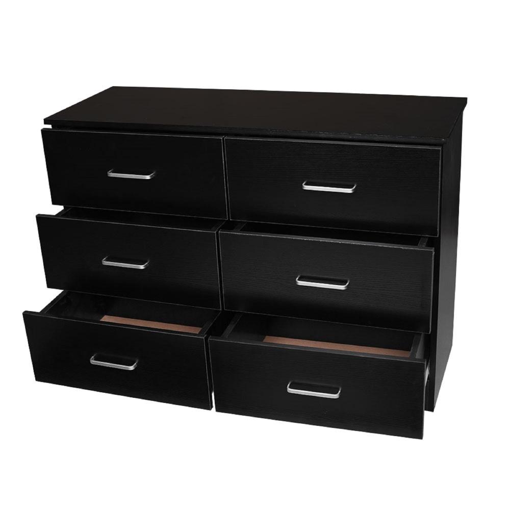 Modern 6 - Drawer Chest Dresser Lowboy Storage Cabinet - Black Of Drawers Fast shipping On sale