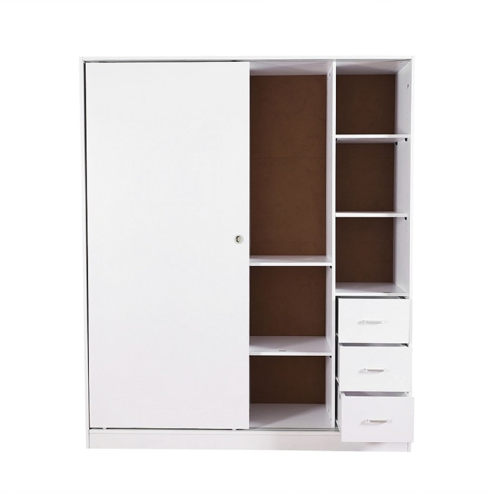 Multi - Purpose Built - In Modular Sliding Door Wardrobe Closet Clothes Storage - White Fast shipping On sale