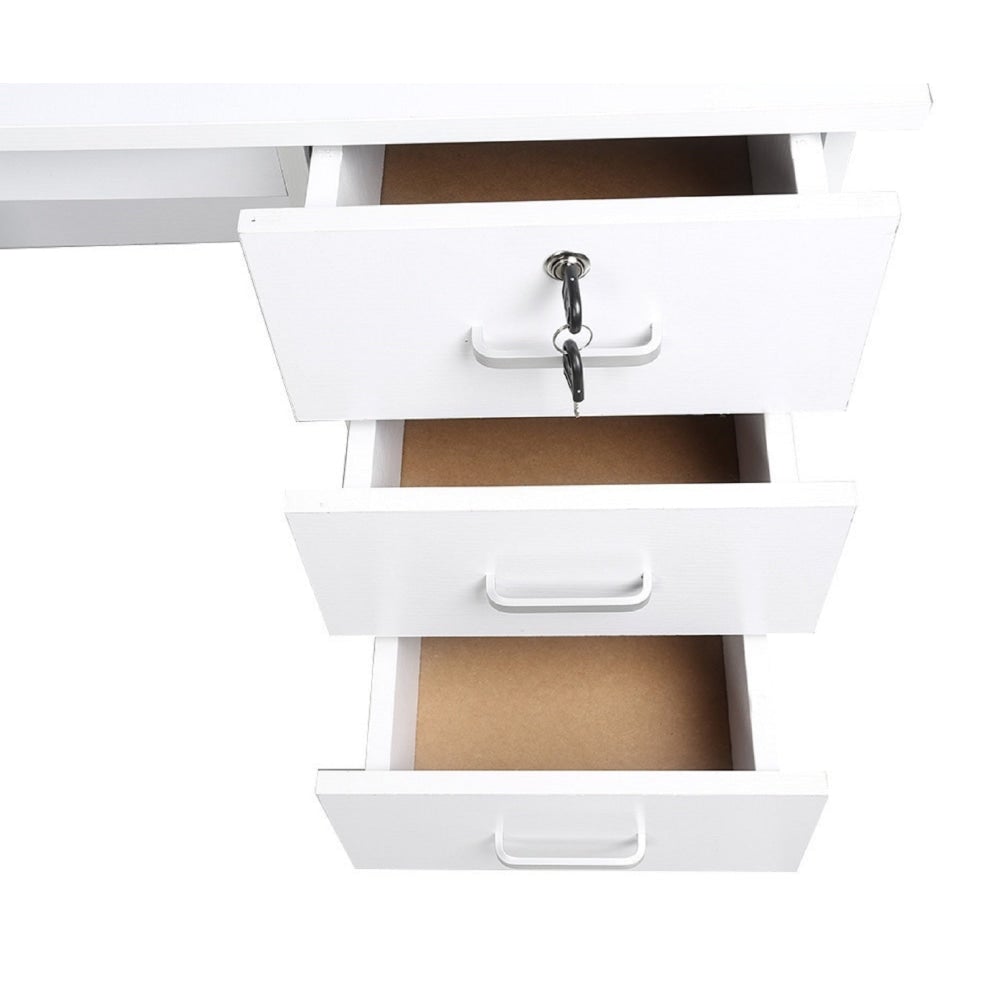 Modern Office Writing Study Desk 120cm W/ 3 - Drawers - White Fast shipping On sale