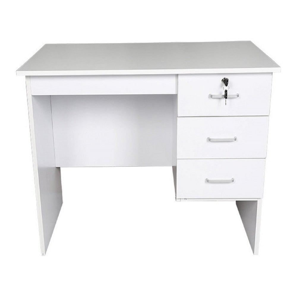 Modern Office Writing Study Desk 120cm W/ 3 - Drawers - White Fast shipping On sale