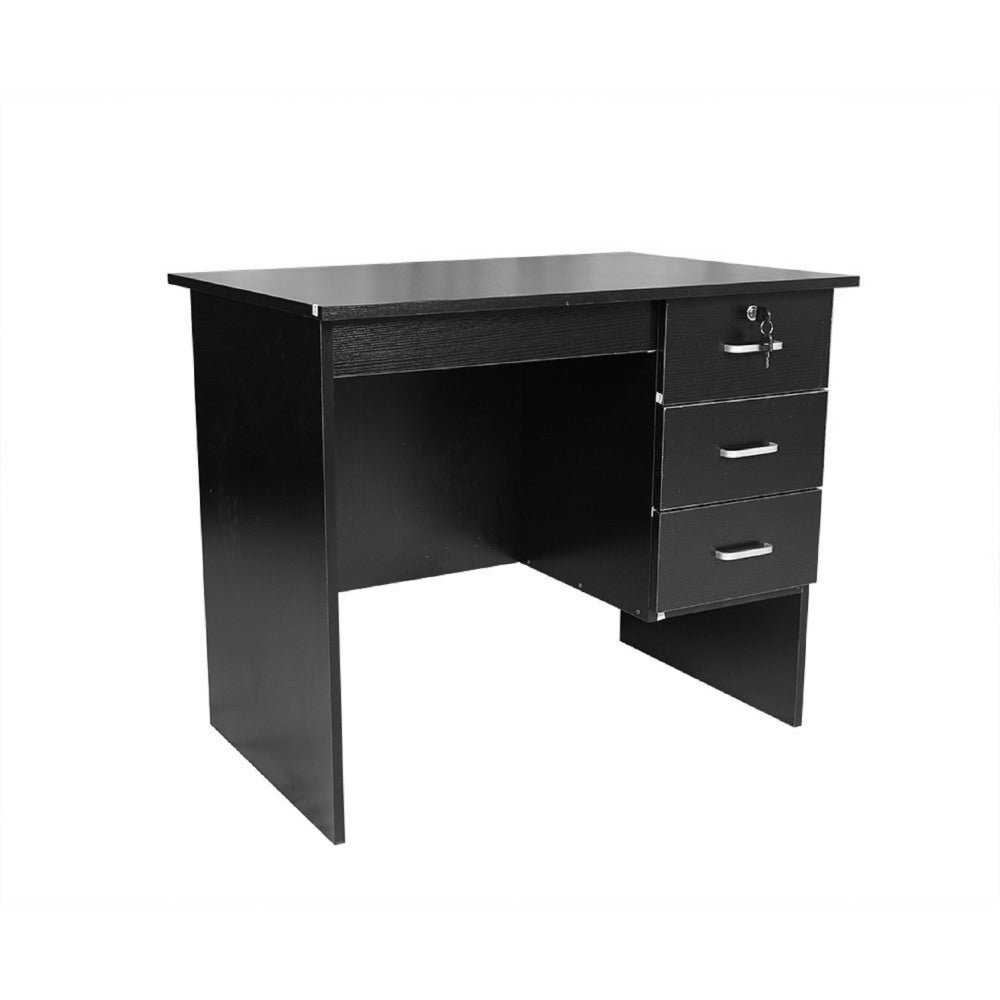 Modern Office Writing Study Desk 90cm W/ 3-Drawers - Black Fast shipping On sale