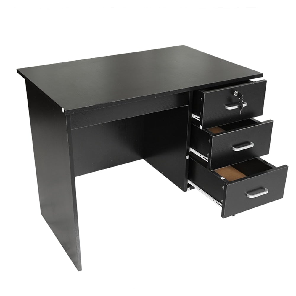 Modern Office Writing Study Desk 90cm W/ 3-Drawers - Black Fast shipping On sale