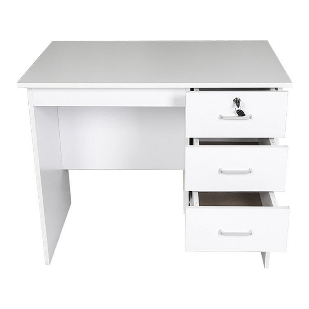 Modern Office Writing Study Desk 90cm W/ 3-Drawers - White Fast shipping On sale