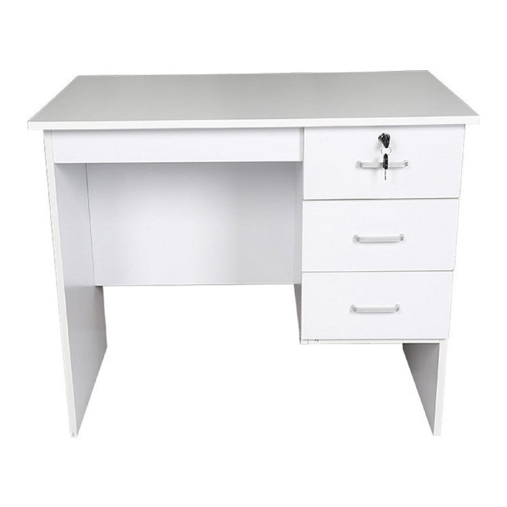 Modern Office Writing Study Desk 90cm W/ 3 - Drawers - White Fast shipping On sale