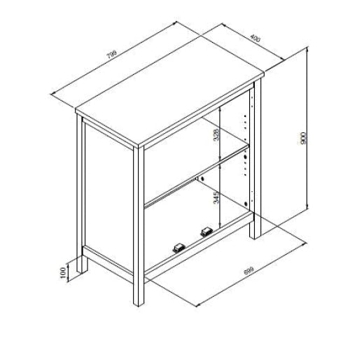 James Buffet Unit Cupboard W/ 2-Doors Storage Cabinet - White/Oak Sideboard & Fast shipping On sale