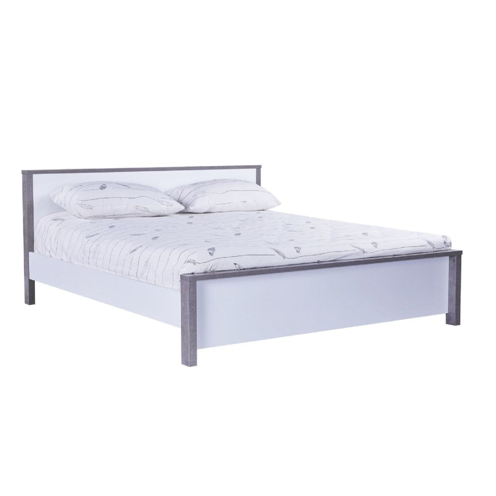 Wooden Double Bed Frame - White / Grey Fast shipping On sale
