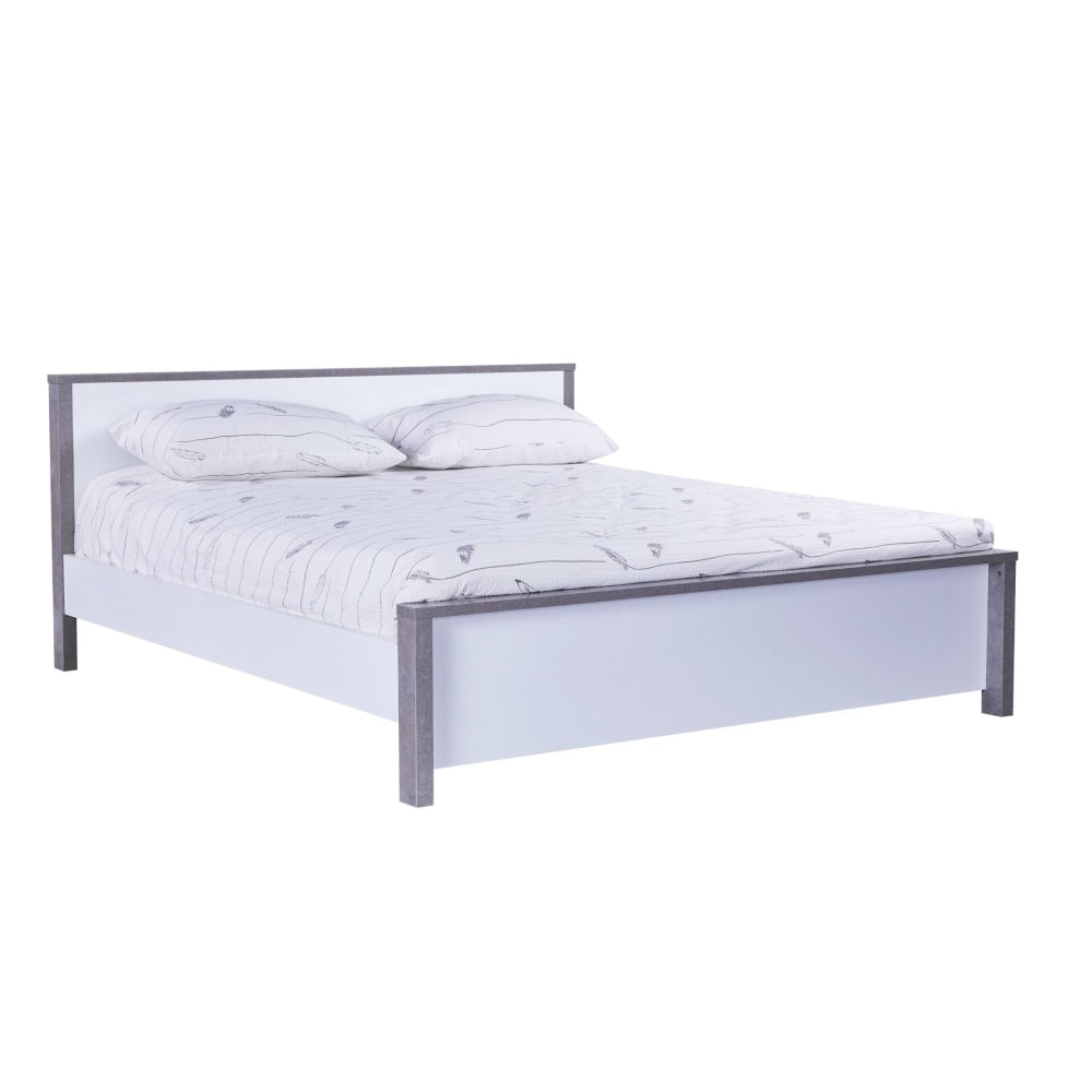 Modern Wooden Queen Bed Frame - White / Grey Fast shipping On sale
