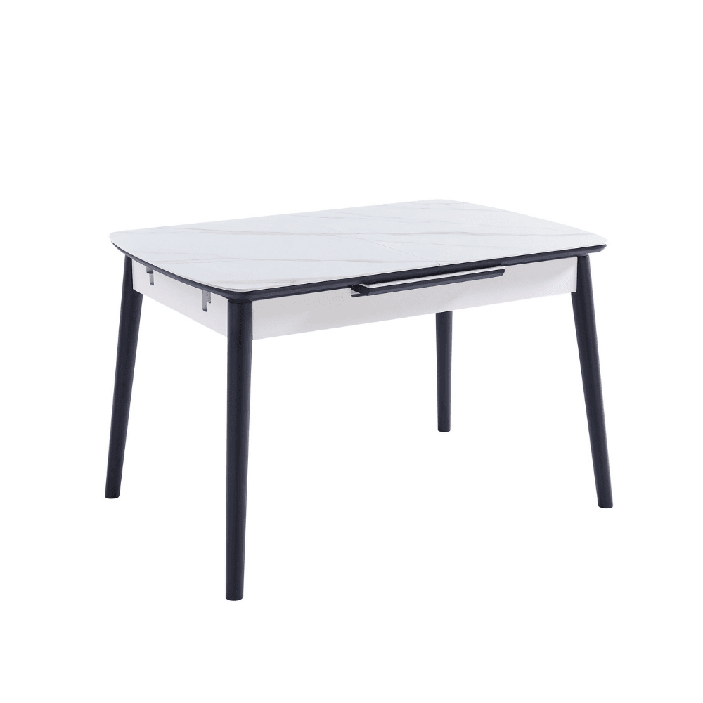 Janice Extension Rectangular Dining Table 120 - 140cm - Snow White Ceramic Fast shipping On sale