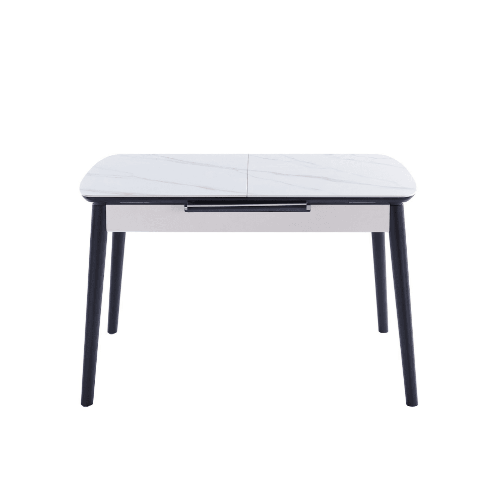 Janice Extension Rectangular Dining Table 120 - 140cm - Snow White Ceramic Fast shipping On sale