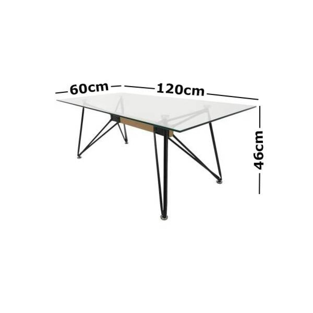 Japandi Web Coffee Table - Tempered Glass 120cm Black Dining Fast shipping On sale