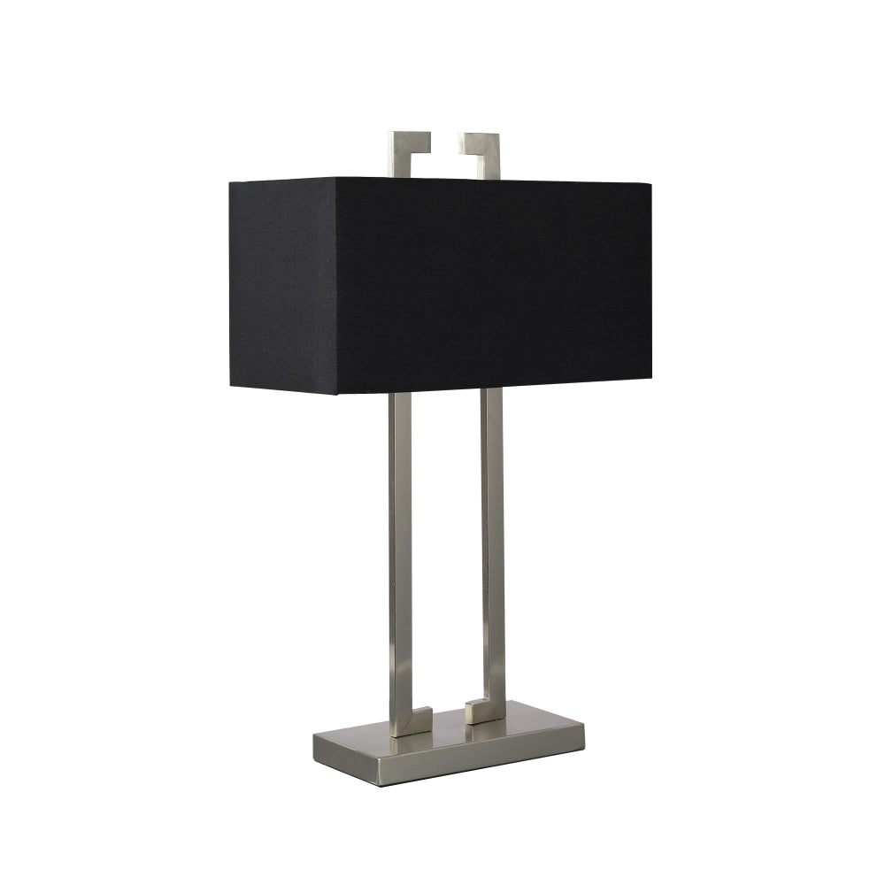 Jena Cuboid Fabric Shade Metal Table Lamp Light Stain Chrome Black Fast shipping On sale