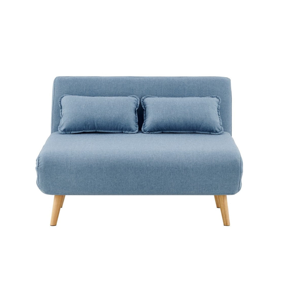 Jepson Modern 2-Seater Polyester Fabric Sofa Bed - Denim Blue Fast shipping On sale