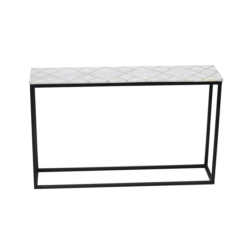 Jodhpur Marble Hallway Console Hall Table Metal Legs - White Fast shipping On sale