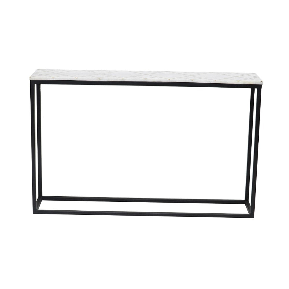 Jodhpur Marble Hallway Console Hall Table Metal Legs - White Fast shipping On sale