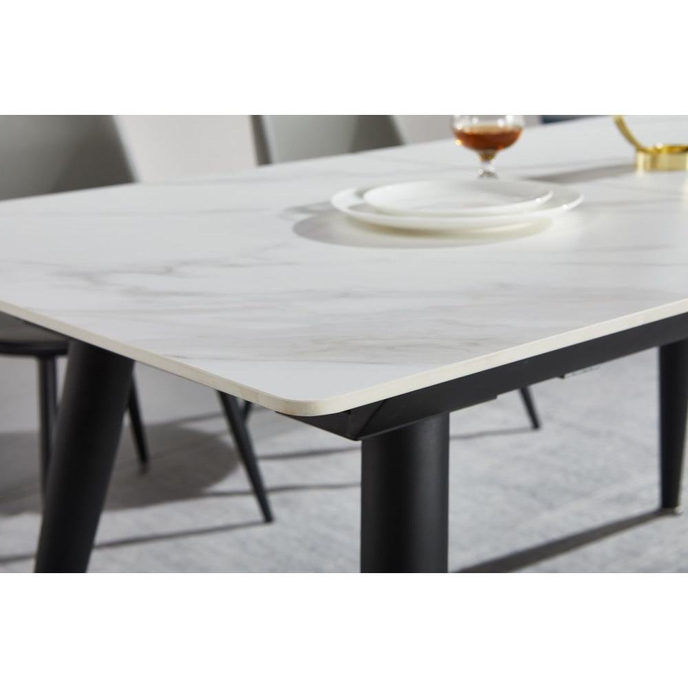 Joren Sintered Stone Extendable Rectangular Dining Table 140-180cm - Black & White Fast shipping On sale