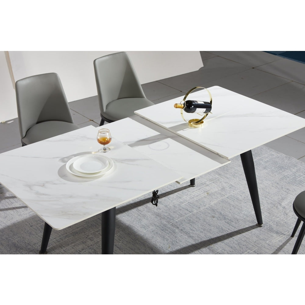 Joren Sintered Stone Extendable Rectangular Dining Table 140-180cm - Black & White Fast shipping On sale