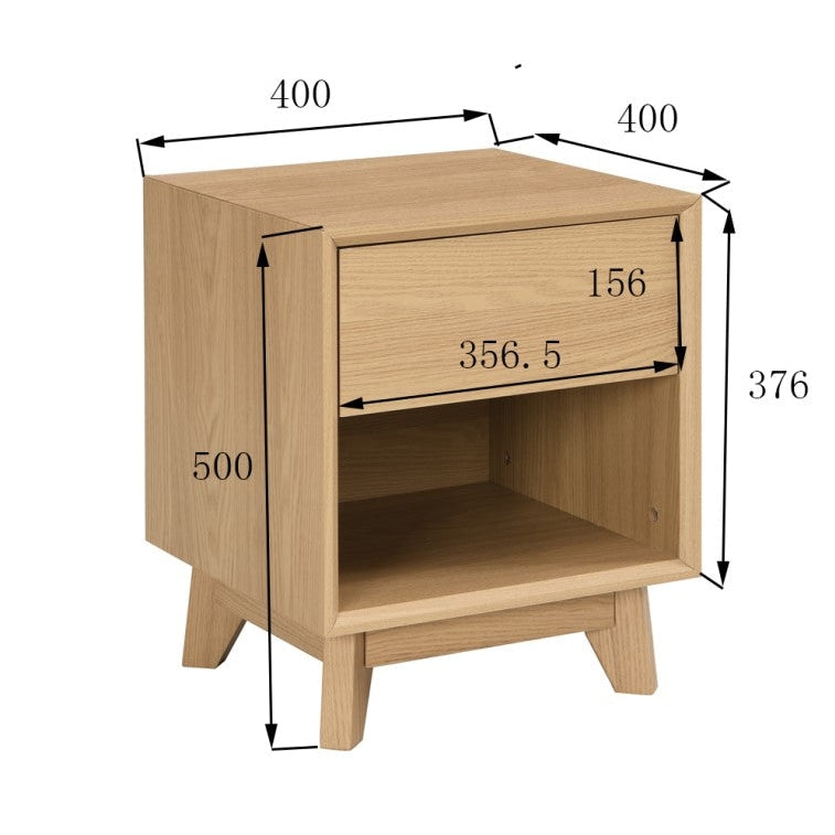 Jos Scandinavian Nightstand Bedside Table Open Shelf W/ 1-Drawer - Oak Fast shipping On sale