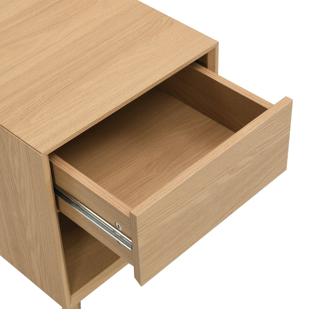 Jos Scandinavian Nightstand Bedside Table Open Shelf W/ 1-Drawer - Oak Fast shipping On sale