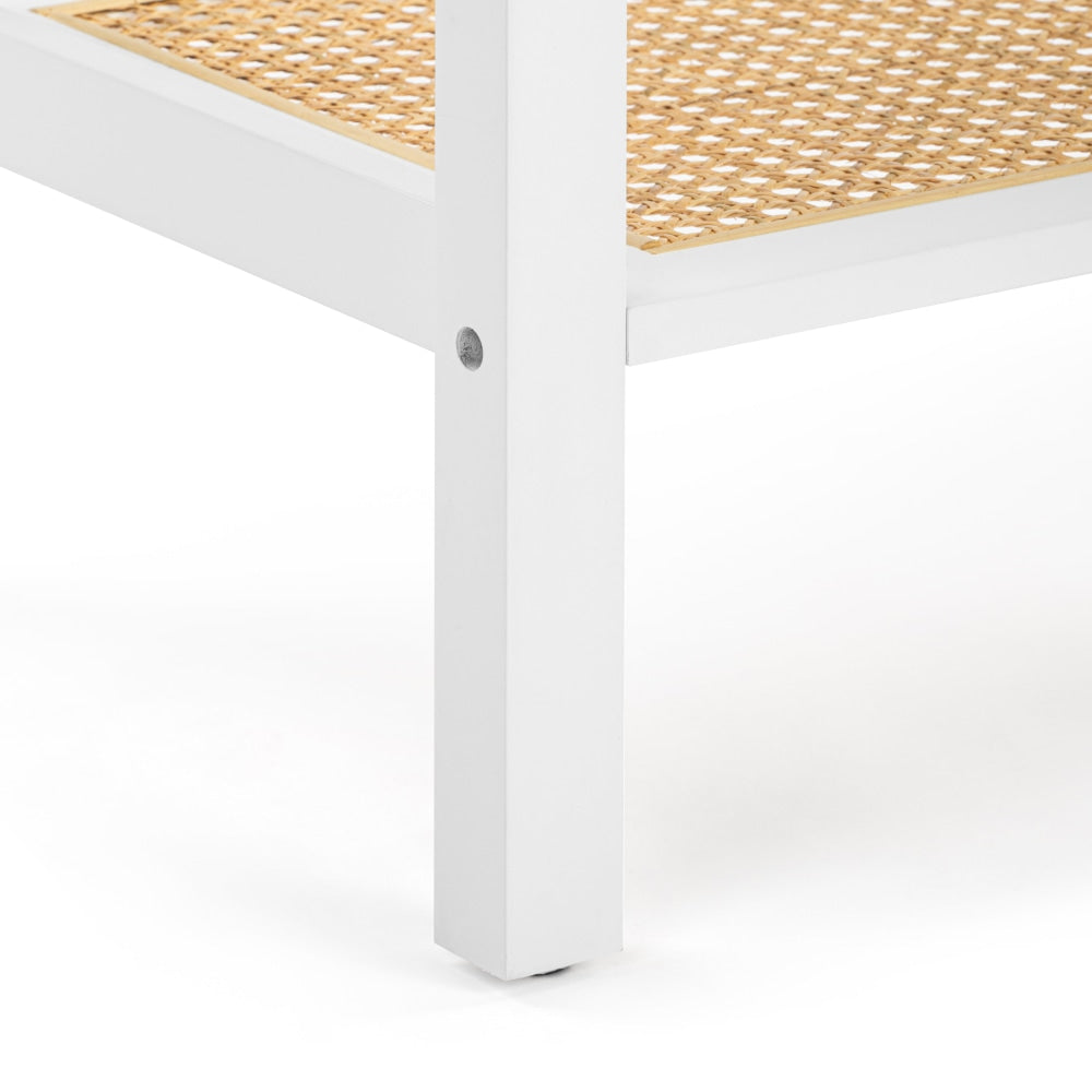 Julian Shoe Bench Seat Rack Organiser Ottoman Stool - White/Rattan Cabinet Fast shipping On sale