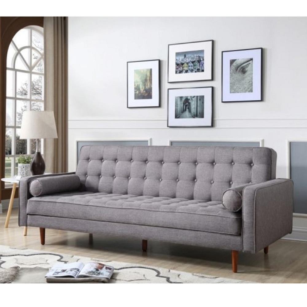 Designer Modern Scandinavian Fabric 3 - Seater Sofa Bed - Dark Grey Fast shipping On sale