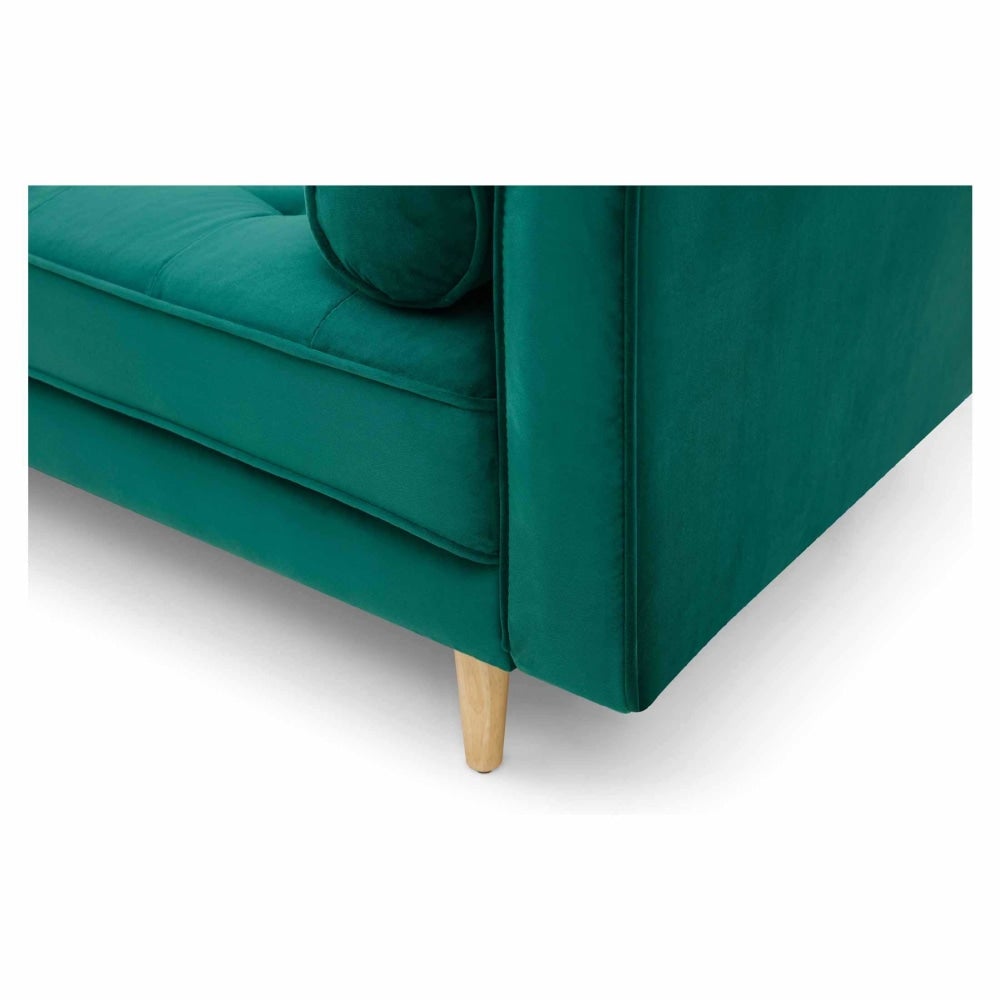 Modern Designer Scandinavian Velvet Fabric 3 - Seater Sofa Bed - Green Fast shipping On sale