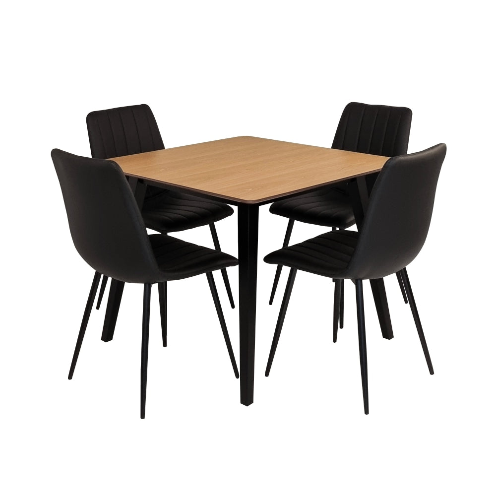 Kanaka Dining Set W/ Square Table & Of 4 Molly Chair Black Fast shipping On sale