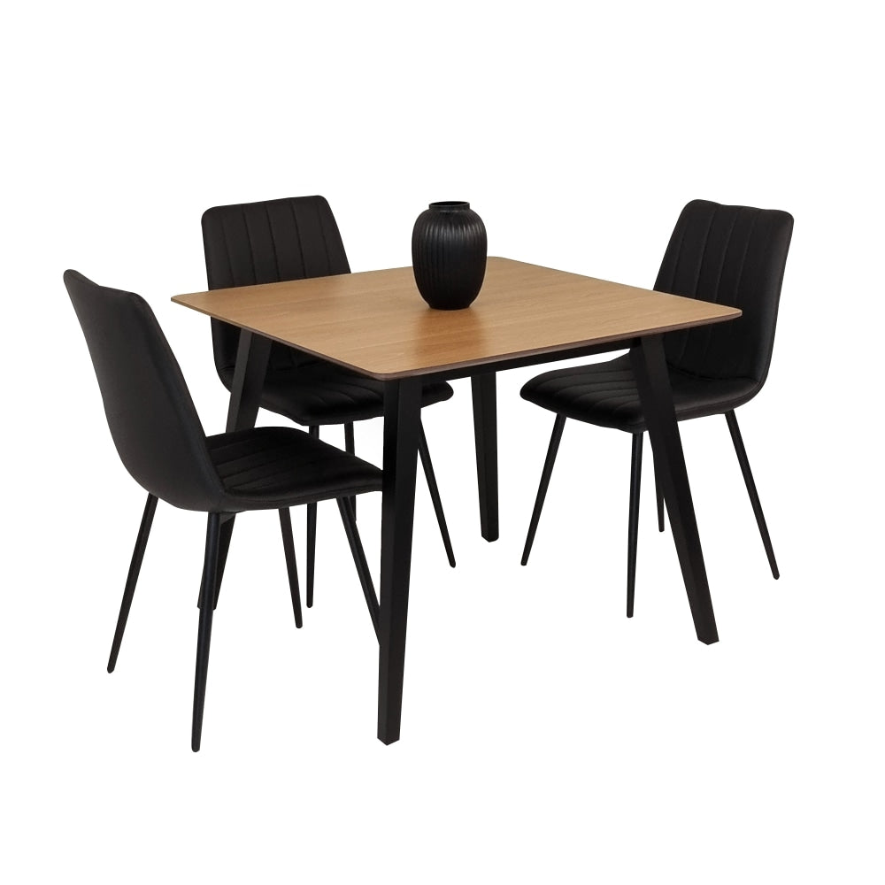 Kanaka Dining Set W/ Square Table & Of 4 Molly Chair Black Fast shipping On sale