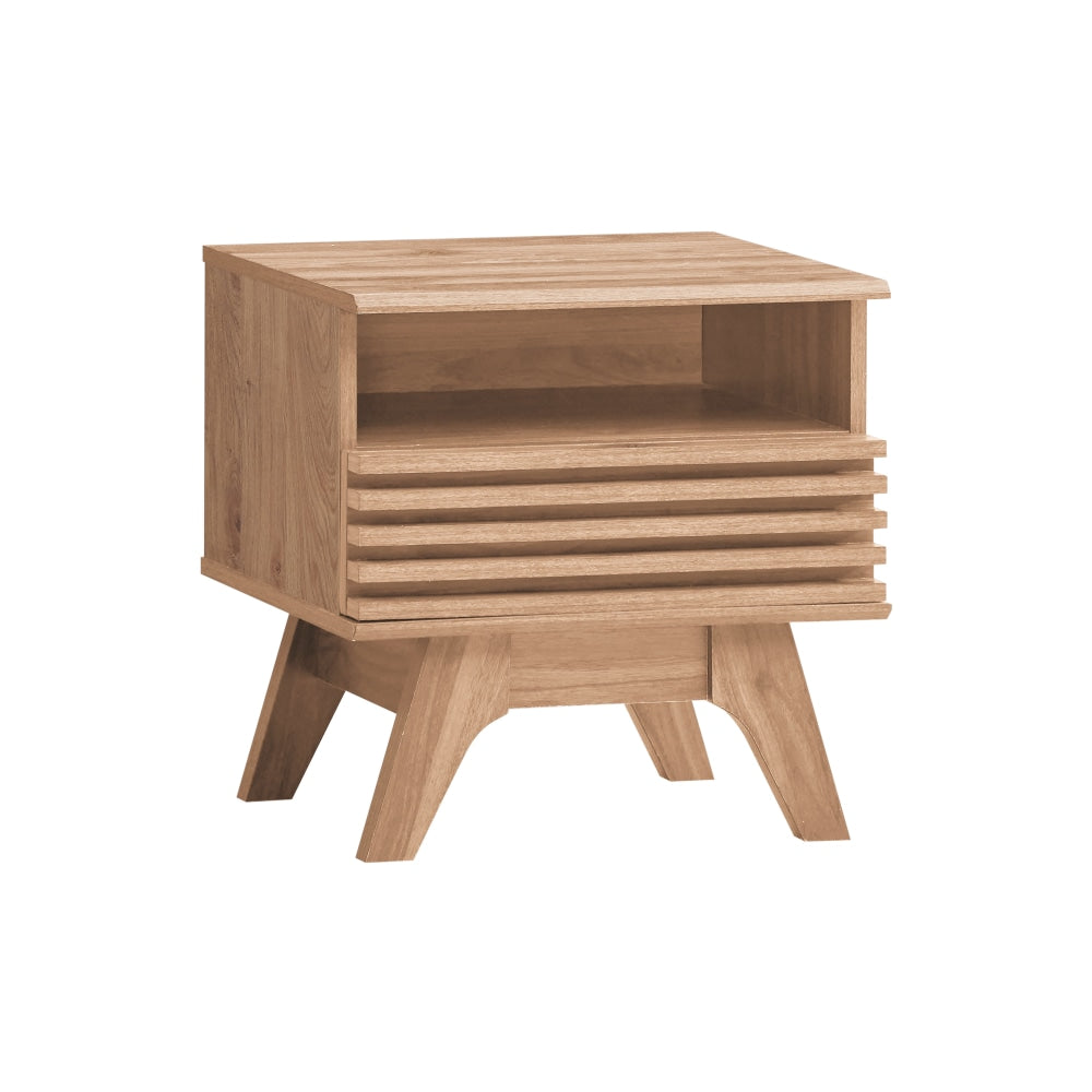 Karyn Wooden Open Shelf Nightstand Side Bedside Table W/ 1-Drawer - Oak Fast shipping On sale