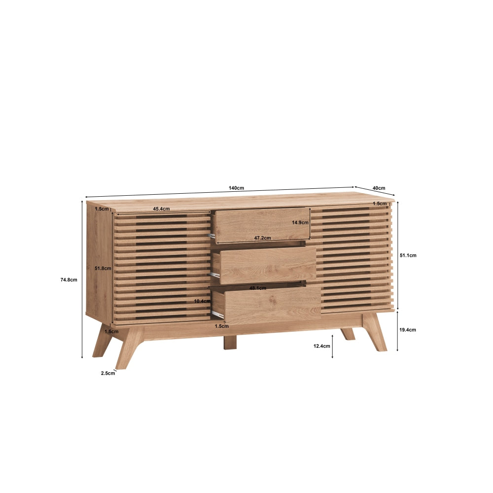 Karyn Wooden Sideboard Buffet Unit Storage Cabinet W/ 2-Doors 3-Drawers - Oak & Fast shipping On sale