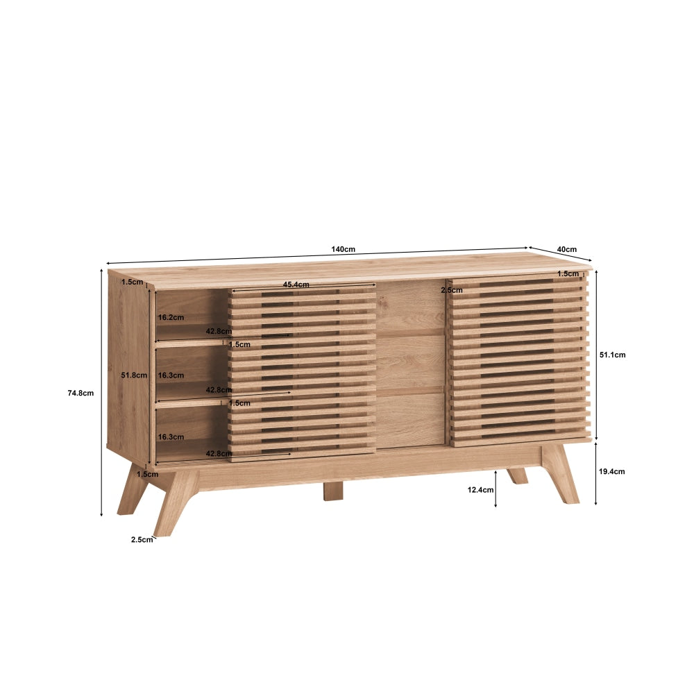 Karyn Wooden Sideboard Buffet Unit Storage Cabinet W/ 2-Doors 3-Drawers - Oak & Fast shipping On sale