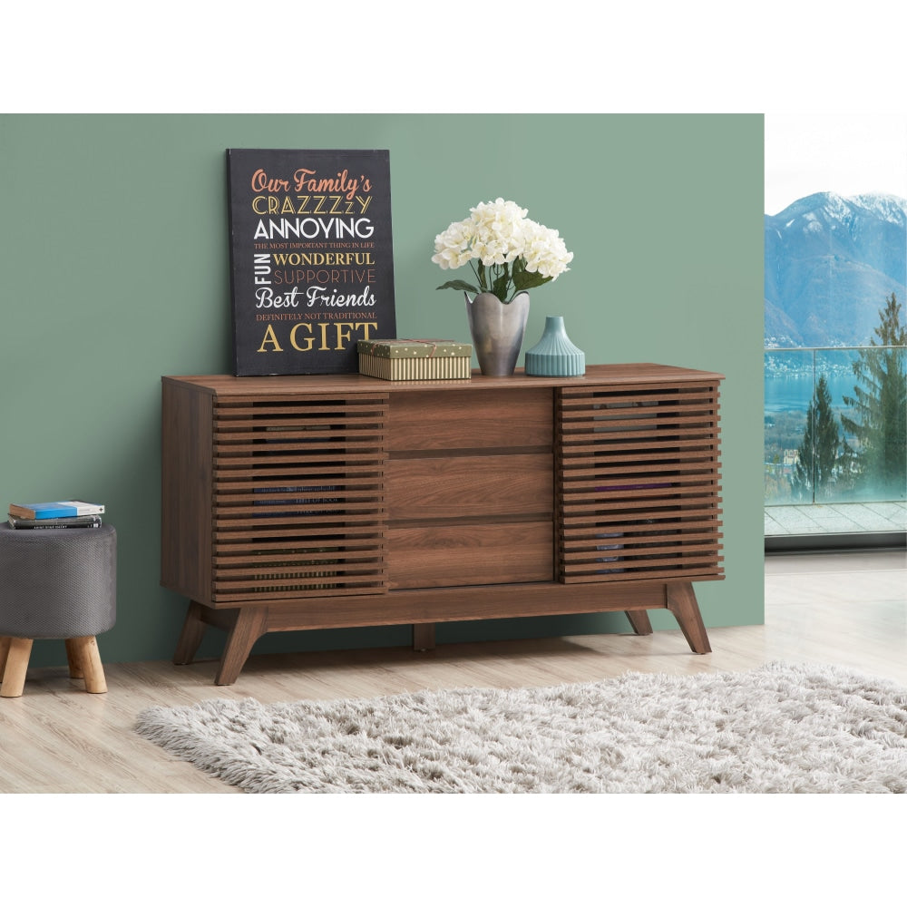 Karyn Wooden Sideboard Buffet Unit Storage Cabinet W/ 2-Doors 3-Drawers - Walnut & Fast shipping On sale