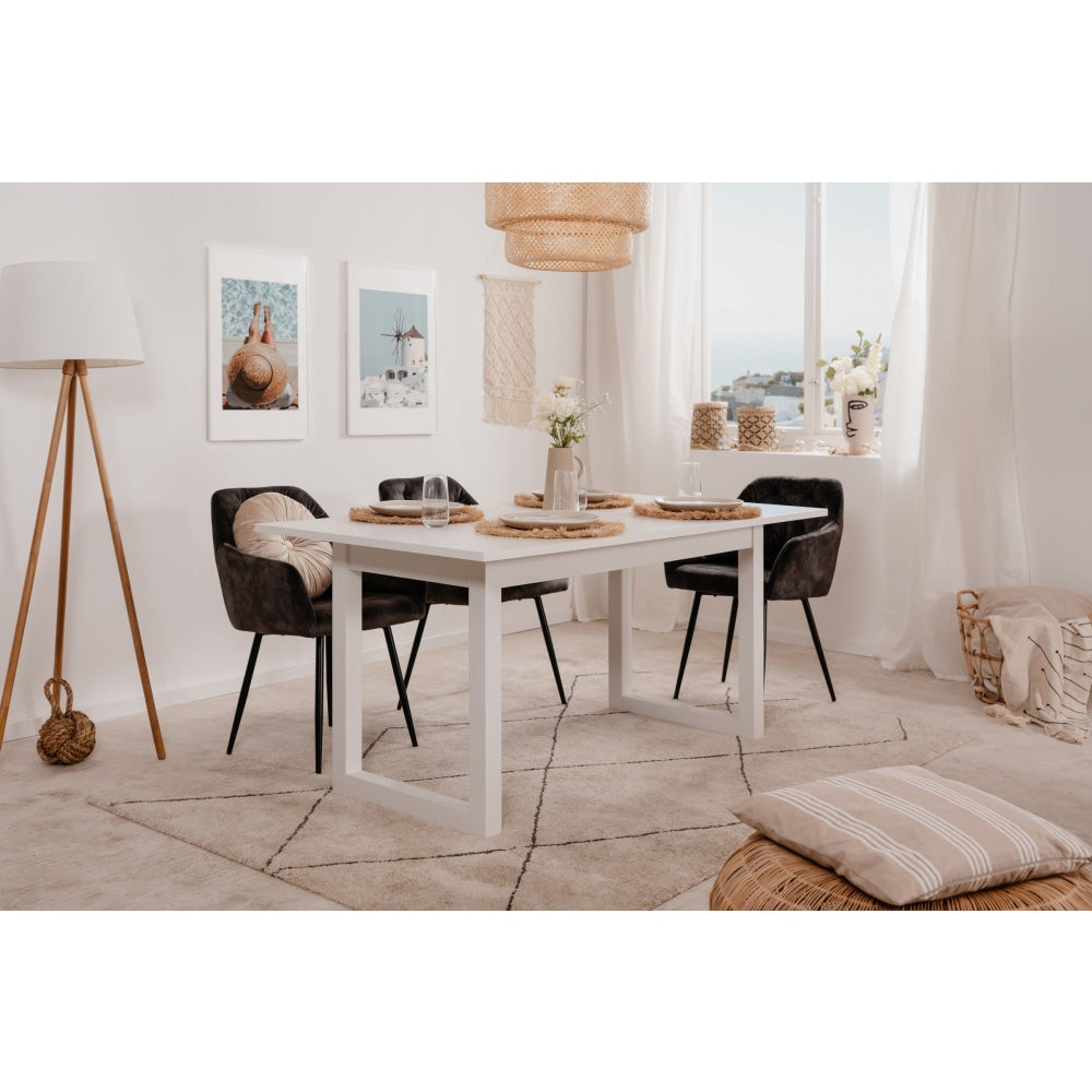 Kavita Modern wooden Extendable Rectangular Kitchen Dining Table 160 - 200cm - White Fast shipping On sale