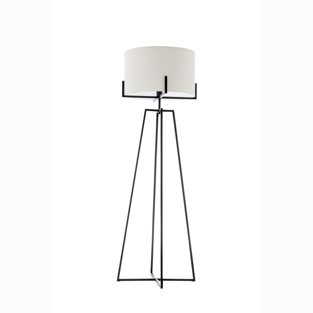 Kay Matte Black Square-Edged Metal Dimmable Floor Lamp W/ Off White Linen Shade Fast shipping On sale