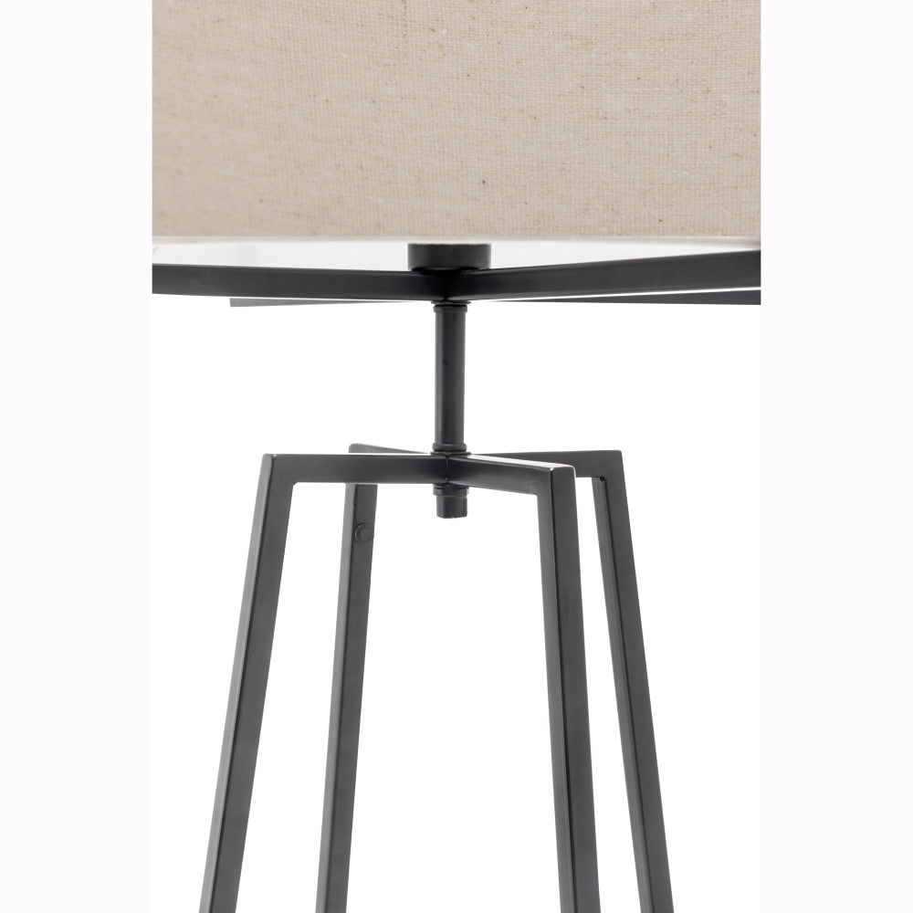 Kay Matte Black Square-Edged Metal Dimmable Floor Lamp W/ Off White Linen Shade Fast shipping On sale