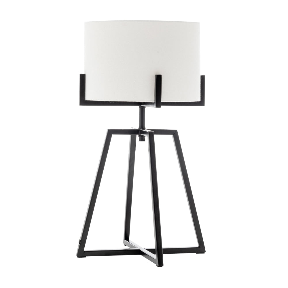 Kay Matte Black Square-Edged Metal Dimmable Table Lamp W/ Off White Linen Shade Fast shipping On sale