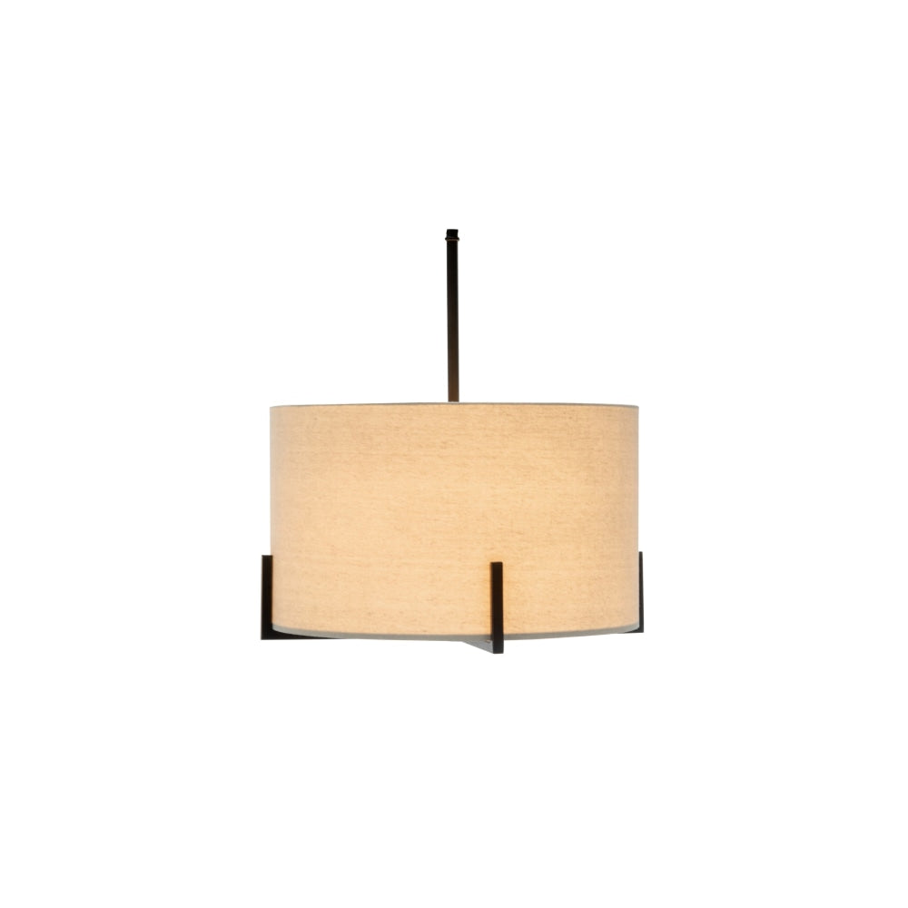 Kay Matte Black Square-Edged Metal Pendant Hanging Lamp Off White Linen Shade Fast shipping On sale