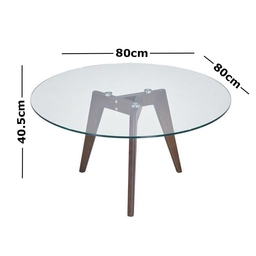 Round Coffee Table - Glass Top - Dark Oak Fast shipping On sale