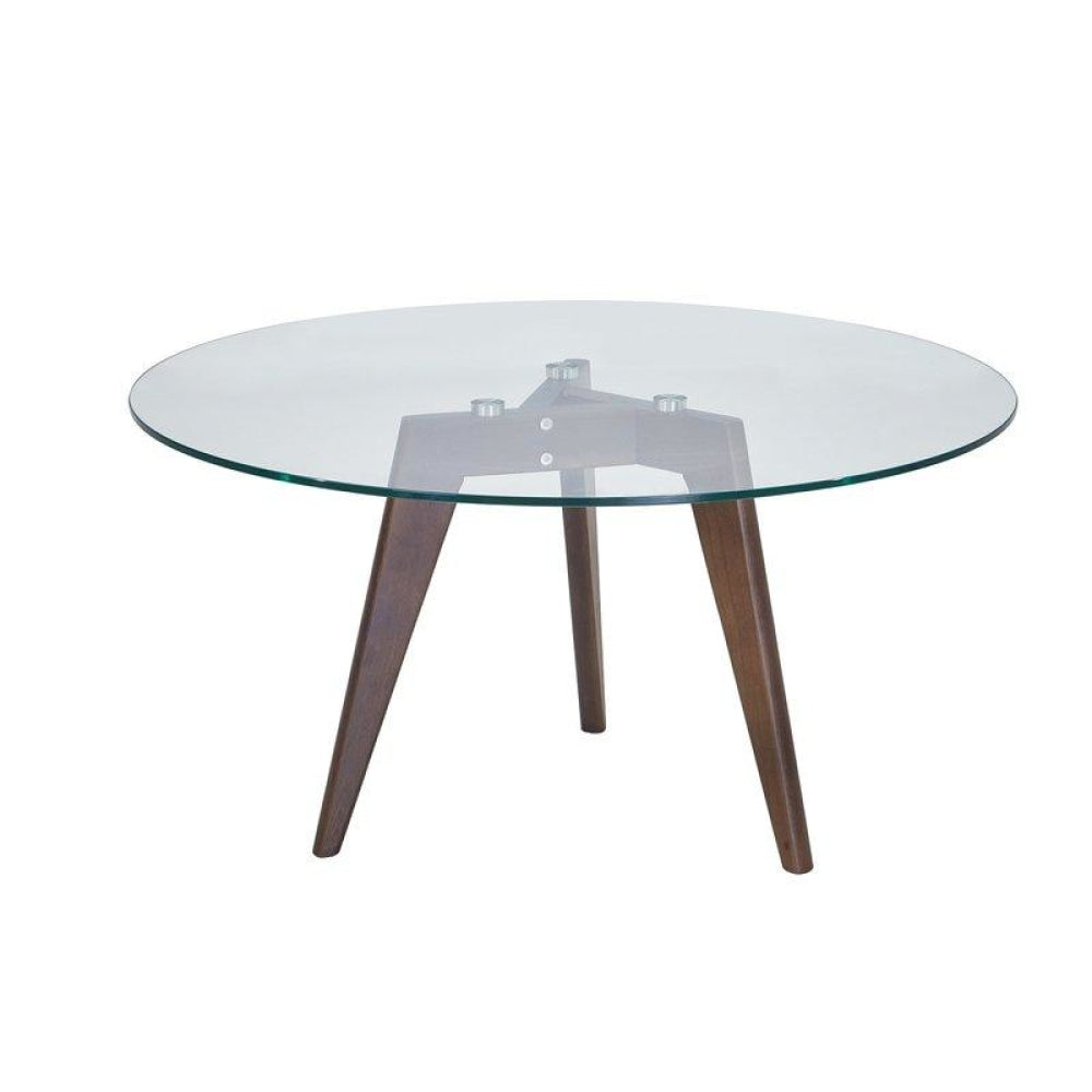 Round Coffee Table - Glass Top - Dark Oak Fast shipping On sale