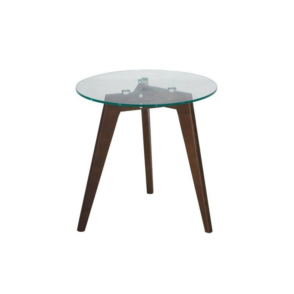 Round Side Table - Glass Top - Dark Oak Fast shipping On sale