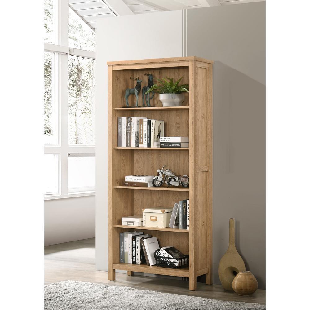Kayle Classic Scandinavian 5-Tier Bookcase Display Shelf Cabinet - Oak Fast shipping On sale
