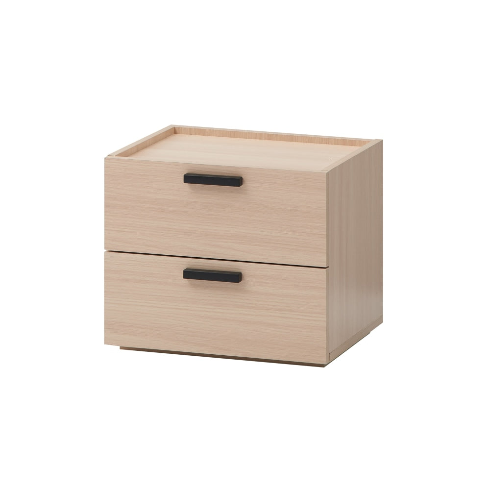 Keith Bedside Nightstand Side Table W/ 2-Drawers - Oak Fast shipping On sale