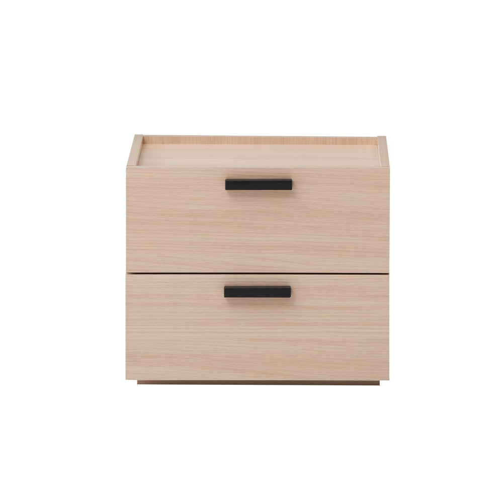 Keith Bedside Nightstand Side Table W/ 2-Drawers - Oak Fast shipping On sale