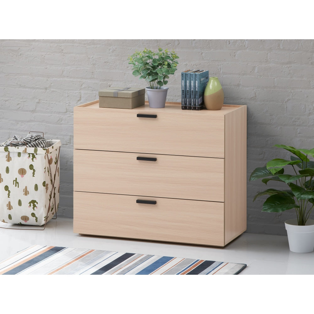 Keith Chest Of 3-Drawers Lowboy Storage Cabinet - Oak Drawers Fast shipping On sale