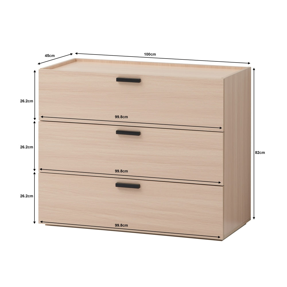 Keith Chest Of 3-Drawers Lowboy Storage Cabinet - Oak Drawers Fast shipping On sale