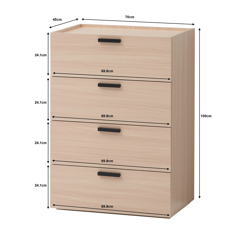 Keith Chest Of 4-Drawers Tallboy Storage Cabinet - Oak Drawers Fast shipping On sale