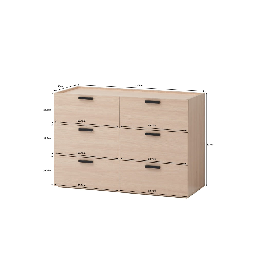 Keith Dresser Chest Of 6-Drawers Storage Cabinet - Oak Drawers Fast shipping On sale