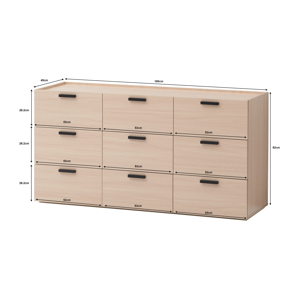 Keith Dresser Chest Of 9-Drawers Storage Cabinet - Oak Drawers Fast shipping On sale