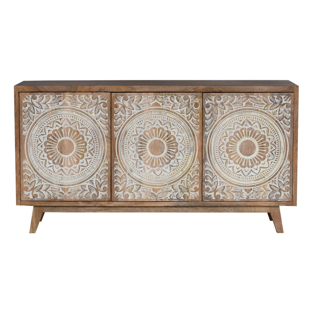 Kennedy Hand-Crafted Carved Floral Sideboard Buffet Unit Storage Cabinet & Fast shipping On sale